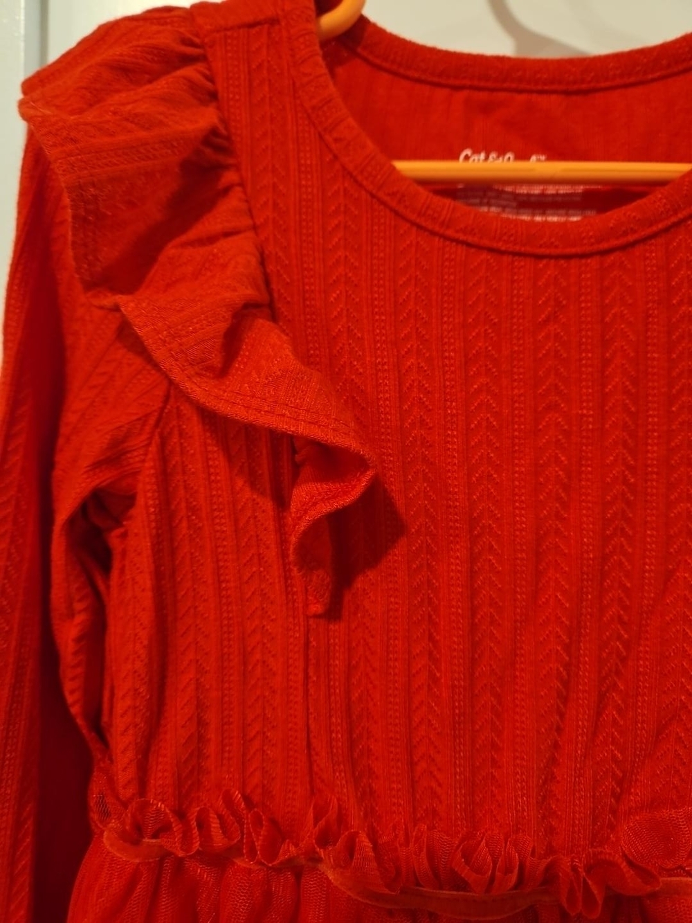 Red Ruffle Tulle Dress Size 5T - Picture 2 of 4